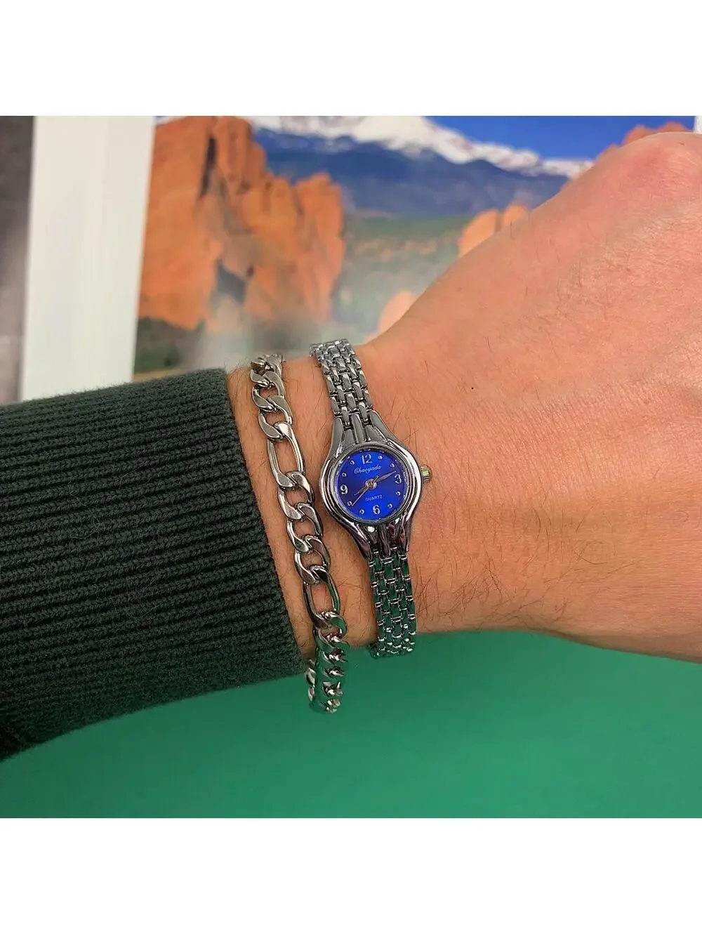Y2K Minimalist Silver Blue Dainty Stainless Steel Watch 8.5 Inch Unisex